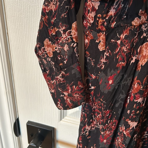 Zara Premium Collection Sheer Floral Button Front Cinched Tie Waist Tunic - Picture 4 of 5